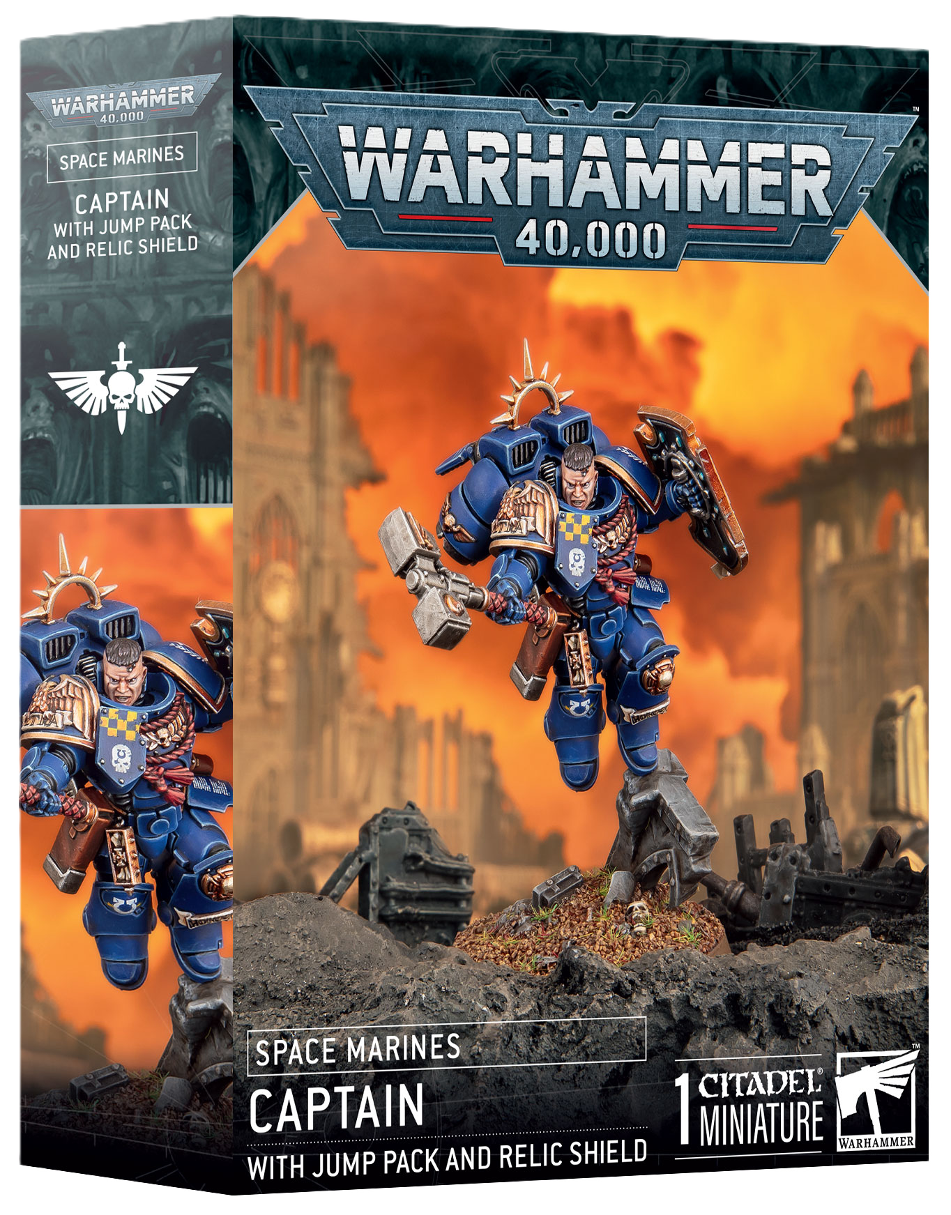 SPACE MARINES: CAPTAIN W/JUMP PACK & RELIC SHIELD (48-102) (PRE-ORDER)